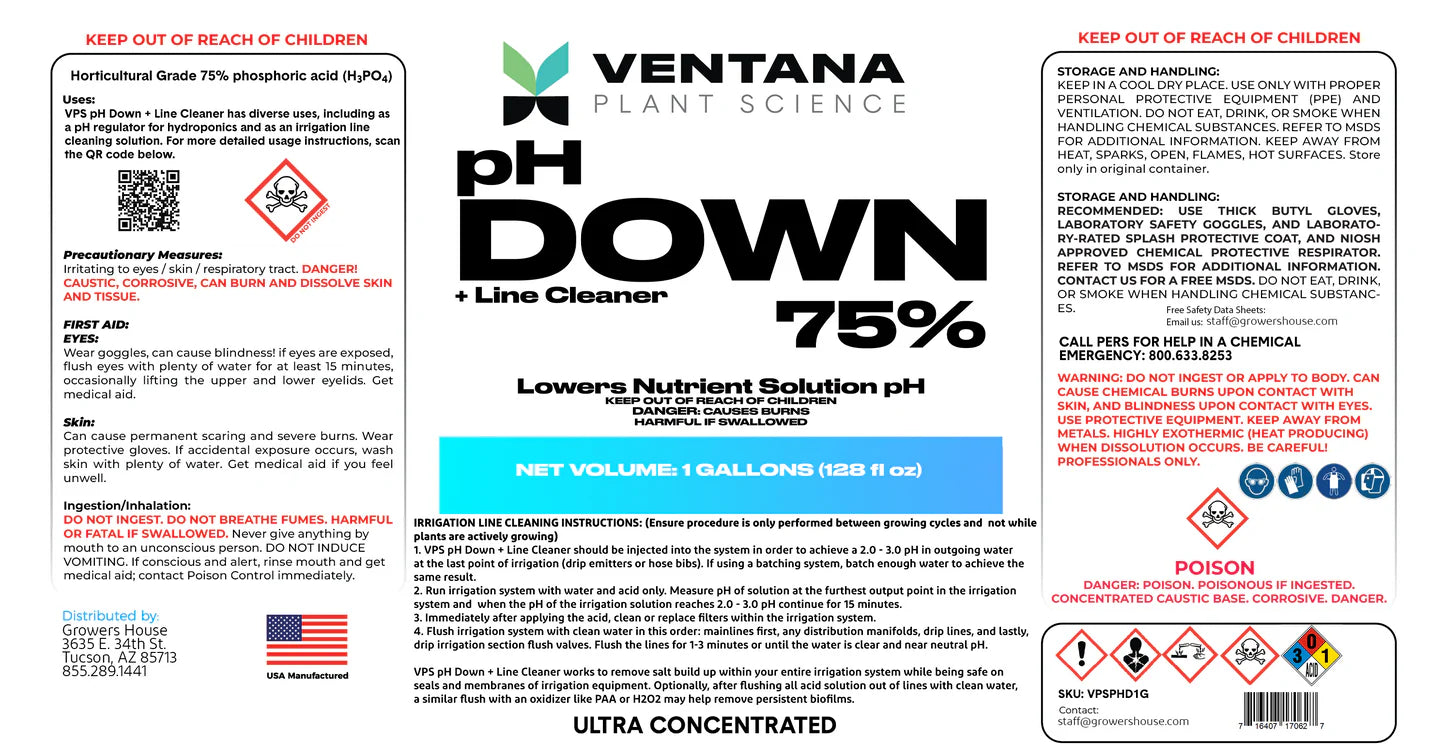 Ventana Plant Sciencce pH Down + Line Cleaner